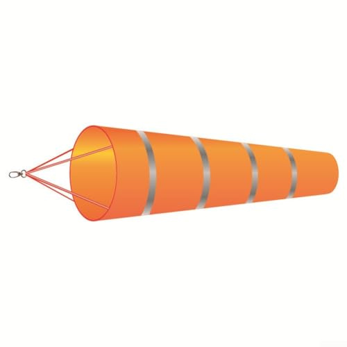 Yuanpgky Windsock for Wind Direction Measurement, 150cm Heavy Duty Waterproof Polyester Wind Sock with Reflective Strips, for Outdoor Garden Yard Decoration(Orange+Light Bar)