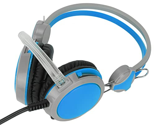 Tosuny Casque de Jeu Stéréo Surround avec Suppression du Bruit, Casque de Jeu sur Ordinateur avec Microphone, Conception Ergonomique Confortable pour étudier et Skype (Blue)