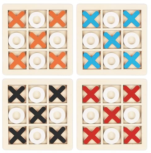 Ainiv 12 Stück Tic Tac Toe Spiel, XOX Spiel, Tic-Tac-Toe Holzspiel | Klassisches Heimbrett, Interaktives Tragbares Spielzeug für Erwachsene Familienparty Innendekoration Feiern Geburtstag
