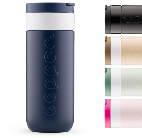 Dopper Travel Mug Thermobecher 400 ml Breaker Blue - Auslaufsicherer Isolierbecher für kohlensäurehaltige Getränke, 6h warm / 20h kalt, 90% recycelter Edelstahl