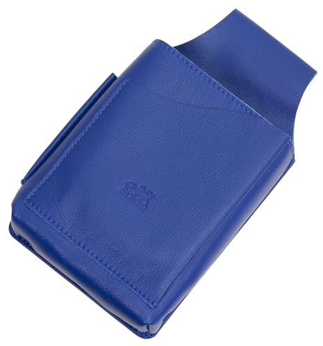 Profi Leder Kellnertasche Kellnerholster Gastrotasche Kellnerhalfter Haltertasche Kassierhalfter für Gastronomie Robustes Rindsleder geeignet für Kellnerbörsen oder Tablets bis 8 Zoll Blau