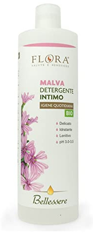 FLORA Detergente Intimo Malva BIO‑BDIH 1 L – pH 3.0‑3.5, Malva • Aloe • Propoli & Oli Essenziali Tea Tree • Lavanda • Menta • Timo, Lenitivo • Protettivo, Formula Delicata per Igiene Quotidiana