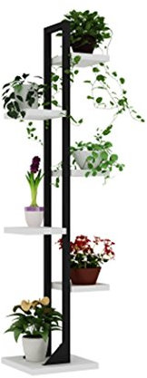 Mehrschichtiges Blumenregal 6-Tier-Eisen-Blumen-Standplatz / Blumen-Racks für Wohnzimmer-Balkon und Innen / im Freien Metallregal-stehender Bonsais-Ausstellungsstand-Blumen-Topf-Eckregal - schwarzer R