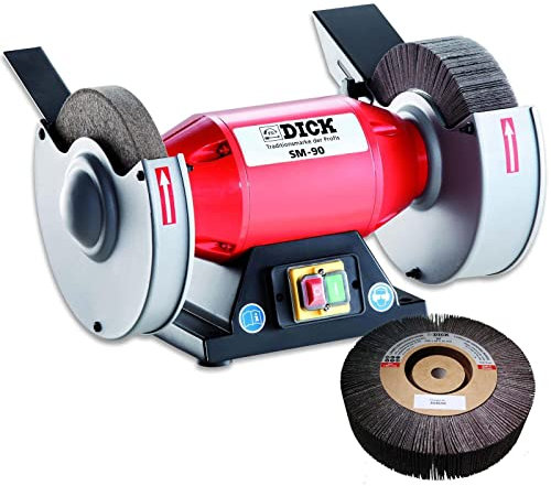 Dick kleine Schleifmaschine Poliermaschine Messerschärfer SM-90 inkl. Ersatz Lamellen-Schleifscheibe - polieren und schleifen in Einem