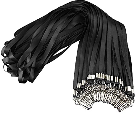 Korty Black Lanyards Bulk 50 Packs Lanyards for ID Badges,Lanyards with Swivel Hook Clips for Name Tag Lanyard ID Holder