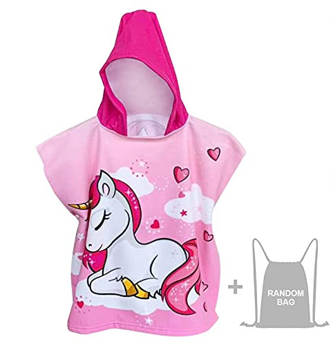 JORAKI Badeponcho mit Kapuze Kind Poncho Handtuch Mikrofaser Badetücher Badehandtuch Kinder Strandtücher Badetuch Duschtücher Ultra Weich und Saugfähig Bademantel für Kleinkind 2-8 Jahre alt