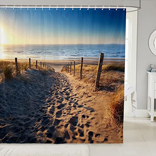 Loussiesd sandstrand duschdraperi strand hav bad draperi för barn tonåringar Hawaiian strand badkar tyg duschdraperi set natur scen vattentäta gardiner bås badkar badkar 183 x 183 cm