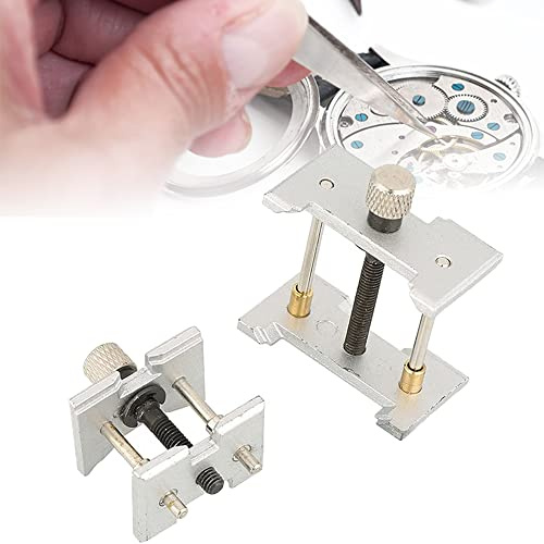 Watris Veiyi Metal Watch Movement Holder, Watch Movement Clamp, Watch Repair Tool Kit, 2 In 1 Reversible Watch Wristwatch Case Vice Clamp Repair Tool for Watchmaker
