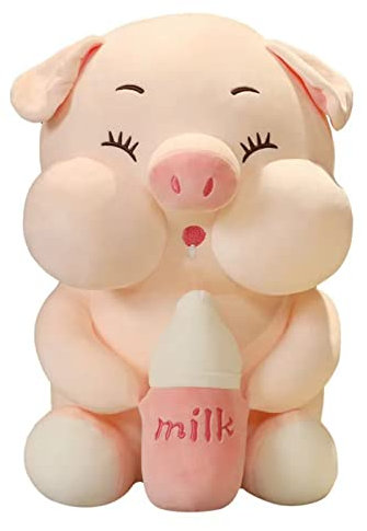 LANKYBOX Peluche de Peluche, bebé Cerdito Suave Kawaii Bebe Leche Peluche muñeca, Almohada Decorativa Rosa en la habitación de la niña, San Valentín de cumpleaños (Bib Pig Baby,55 cm)