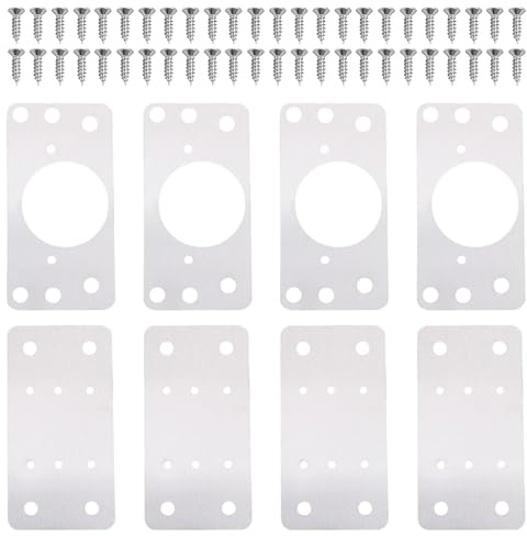 8 Placas Reparación Bisagras Móviles, Soporte Puertas Armario Tornillos Placas Refuerzo Bisagras Armarios Estantes Muebles Cocina