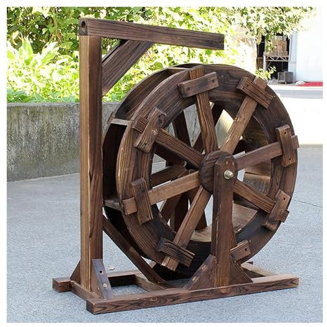 JTWWDM Fuente Noria Madera para Jardín, Decoración De Noria Retro para Exteriores, Cascada Ornamental para Balcón, Rocalla, Estanque Peces, Decoración Paisajística,30cm