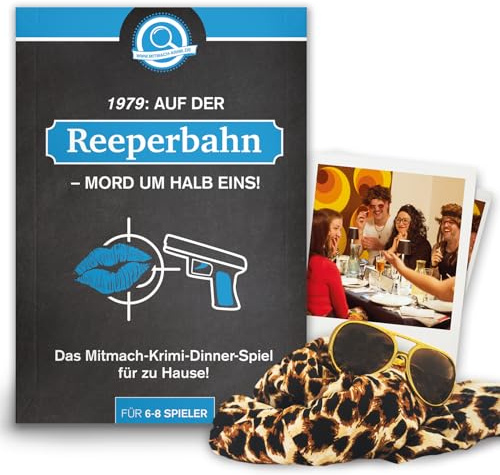 www.mitmach-krimi.de Krimidinner für zuhause 6-8 Personen – 1979 Auf der Reeperbahn Mord um halb eins – Geschenk für Freunde – Gesellschaftsspiel – Hamburger Kiez - Weihnachten - Silvester