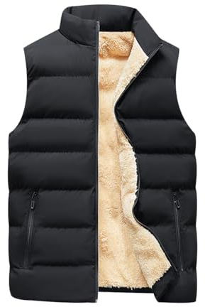 Peuignao Gilet Matelassé Homme Gilet Polaire sans Manche Hiver Gilet de Travail Gilets Rembourré sans Manche Grande Taille Noir 8XL
