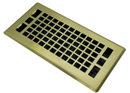 Rejilla de ventilación de suelo de 4 x 12 pulgadas, color dorado cepillado, ajustable, palanca de suministro de aire, rejilla de ventilación para el hogar