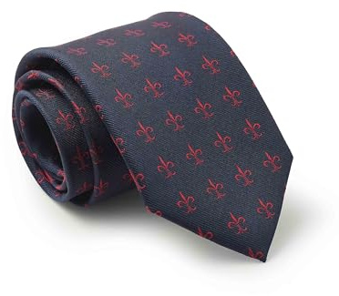 THE SAVILE ROW COMPANY LONDON Cravate en soie à motifs pour homme, Fleur de lys rouge, taille unique