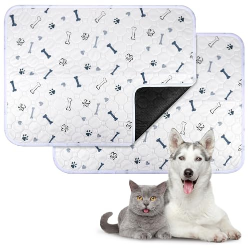 Zocipro 2 Stück Welpenunterlagen Waschbar 45x60cm, Inkontinenzunterlagen für Welpen, Superabsorbierende und Wiederverwendbare Hundetrainingsunterlagen für Zuhause, Auto und Reisen