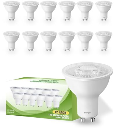 Trongle Bombillas LED GU10 7W, Equivalentes a 50W, Luz Cálida 3000K, 550 Lúmenes Pack de 12, Bombilla GU10 LED con Certificación CE, No Regulables, Ángulo de haz de 120°