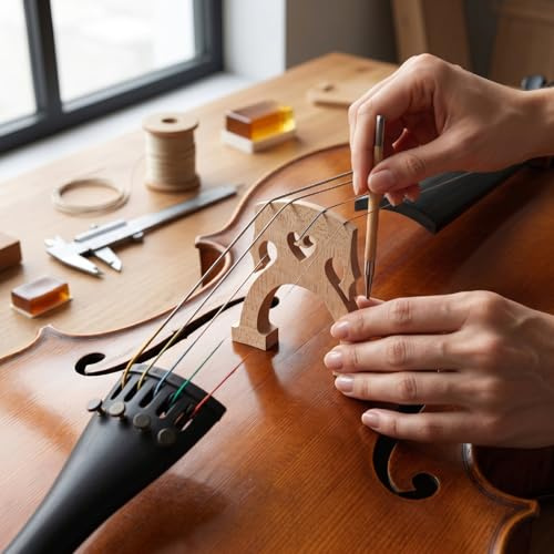 Cocoarm Cello Bridge Maple Wood 4 4 Size High Foot Cello Replacement Bridge Handcrafted with Precise Arcs for Clear Sound Transfer Tonal Quality for Players