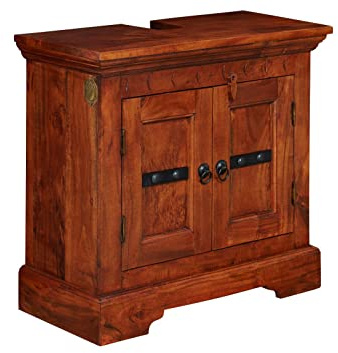 MASSIVMOEBEL24.DE | Oxford Waschbeckenunterschrank Akazie, Farbe:Dunkelbraun lackiert, Größe:66x30x60 cm (BxTxH)