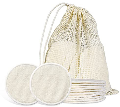 Almohadillas Desmaquilladoras Reutilizables, Bambú Suave O Rondas Faciales De Algodón Con Bolsa De Lavandería, Prefecto Para Limpiar La Cara, Removedor De Maquillaje De Ojos (12 Piezas)