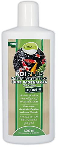 primuspet NEUHEIT KOIPLUS Natürlicher Teich ohne Fadenalgen - FLÜSSIG (Verdrängt Fadenalgen ohne chemische Zusätze, algenfreier Gartenteich), Inhalt:1 Liter
