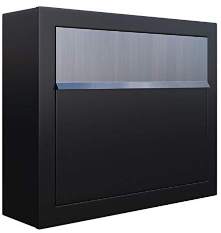 Briefkasten, Design Wandbriefkasten Elegance Schwarz/Edelstahl - Bravios