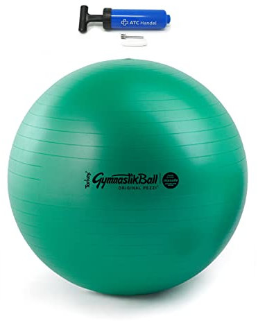 Original Pezzi Gymnastikball Maxafe Ø 42, 53, 65 & 75cm in Allen Farben inkl. ATC Ballpumpe - bis 400 kg belastbar - Fitness, Reha, Therapie, Gymnastik und als Sitzball fürs Büro, 65cm grün