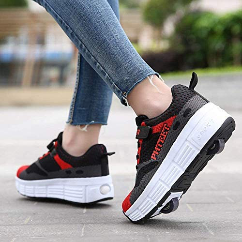 Kinder Schuhe mit Rollen, Skateboardschuhe mit Rollen, Light Rollschuhe Wheels, Sportschuhe Skateboard Outdoor Gymnastik Turnschuhe, für Kinder Mädchen Junge Erwachsene (Color : 2, Size : 38)