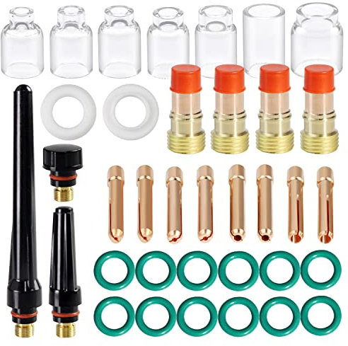 TIANLYLIN 36pcs TIG Welding Torch Accessories Stubby Gas Lens 4#~12# Glass Cup Kit For WP-17/18/26