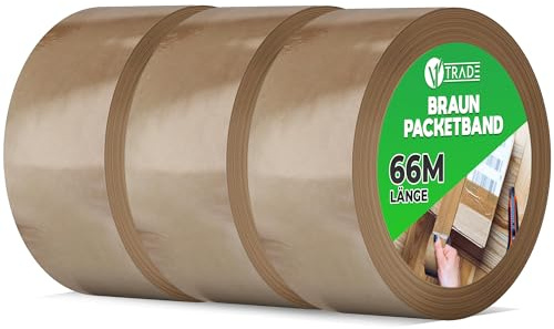 V1 Trade - Förpackningstejp, Braun tejp - Lösningsmedel 48 mm x 66 m (3 Stück)