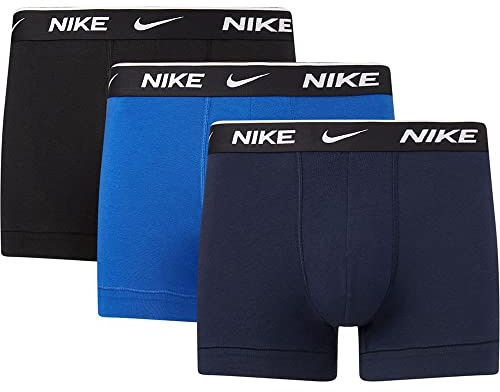 Nike Herren Everyday Cotton Stretch Trunks 3Pk, Obsidian/Game Royal/Black, M