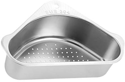 DOITOOL Kitchen Sink Drain Basket Stainless Steel Triangular Storage Rack Sink Strainer Basket for Efficient Food Draining and Organizing