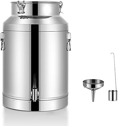 Acier Inoxydable 201 Bidon De Transport De Lait Seau À Vin Baquet Bidon De Lait Bouteille De Lait Baril De Pétrole Cruche Fourre-Tout Avec Robinet Et Couvercle Scellé (Cadeau Gratuit),88L