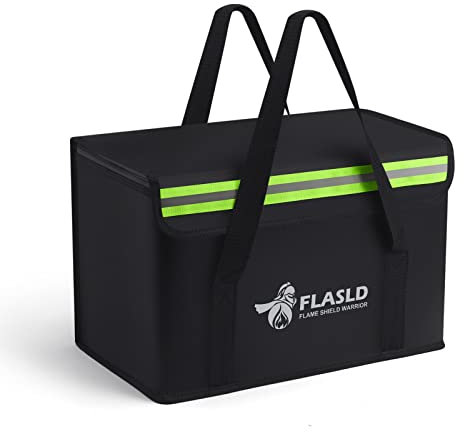 FLASLD Große feuerfeste Lipo Tasche für Lithium-Batterieaufbewahrung und Ladegerät, 355 x 198 x 240 mm wasserdichte Box für Dokumente und Wertsachen