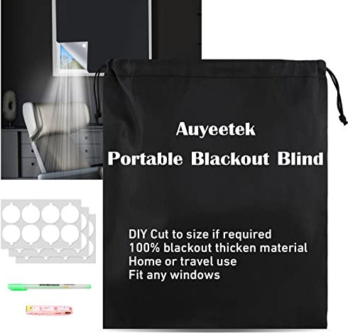 Auyeetek Blackout Blind Window 3 * 1.5m No Drill,Temporary Blinds Travel Portable Stick on 1 Minute Installation Skylight Bedroom Blackout Material Day and Night Easy Cut to Size