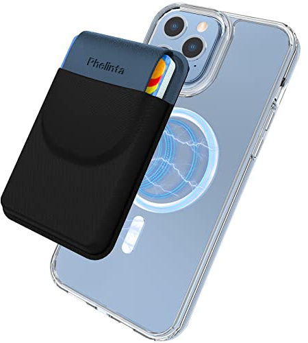 Phelinta Magnetisk Plånbok Kompatibel med MagSafe Telefonplånbok för i-Phone 17/Air/16/15/14/13/12 Serien, Läder Kreditkortsfodral Plånbok, Wallet Förvara 1-5 Kort, Magnetisk Korthållare med Klaff