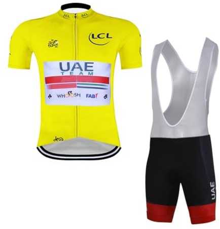 SGCIKER Världstur team cykling jersey set, sommar cykel skjorta MTB cykelkläder haklapp kort kit 9D gel dyna, 20uae Tdf gul, XXL