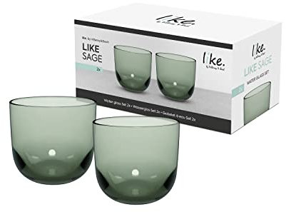 like. by Villeroy & Boch – Like Sage Verre À Eau, Ensemble De 2 Pièces, Verre Coloré Vert, Contenance 280 Ml