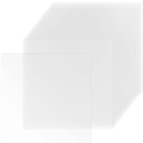 PINGEUI 30 PCS Clear Blank Mylar Sheets, 12 x 12 Inch Transparent Square Stencil Paper for Cutting Vinyl, 6 Mil Thickness Plastic Template
