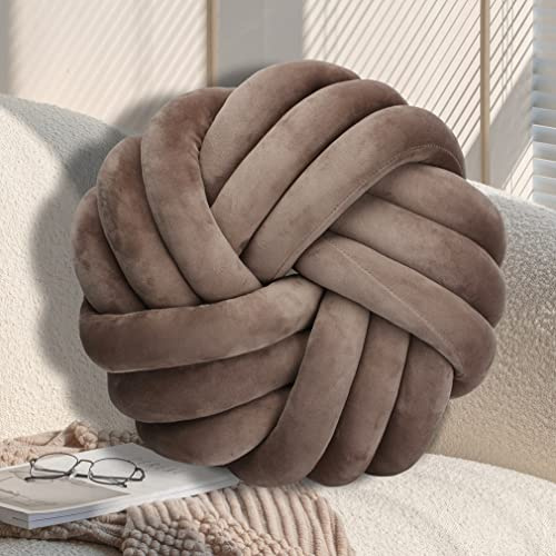 GYCS Knot Cushion, Soft Plush Cushion, Knotted Cushion, Decorative Cushion for Sofa, Bed, Decorative, Knot Cushion, Throw Cushion for Home Decoration, Bedroom, Couch,Olive Green,30cm