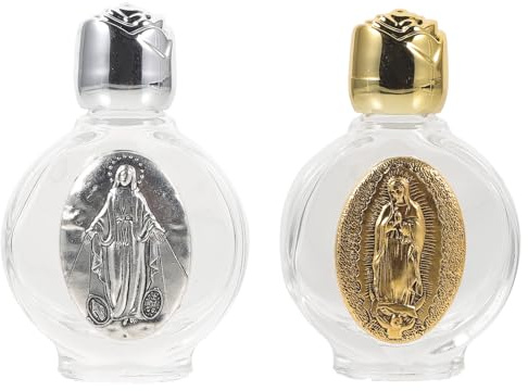 VILLCASE 2pcs Glass Holy Water Bottle, Decorative Bottles Holy Water Container, Religious Empty Oil Containers for Catholic Christian Party Church