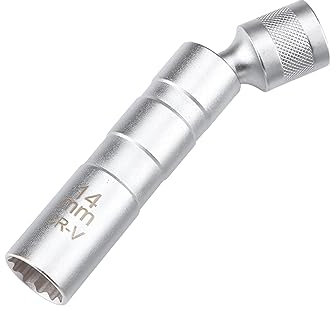 JNNJ Universal Flexibel Zündkerzenschlüssel, Zündkerzen Entferner Installationswerkzeug, Magnetisch Schwenkbare Magnetische Steckschlüssel für Auto Motorrad(14mm)