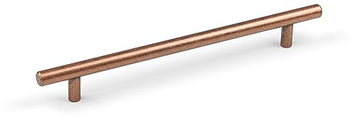 Tirador de barra de cobre antiguo para armario de cocina con centros de 192 mm