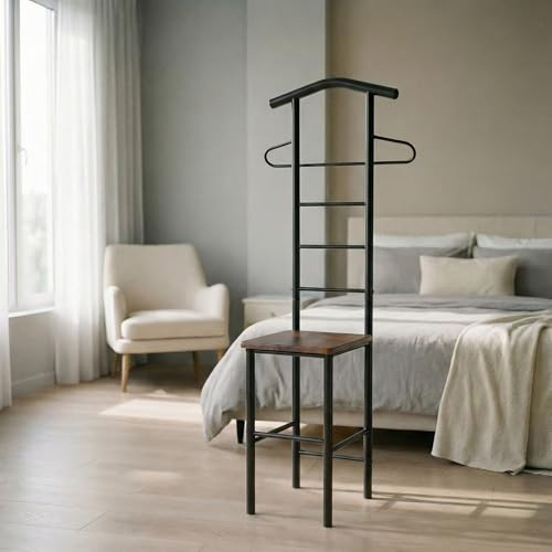 CARO-Möbel JIVO - Perchero para caballero (121 cm, estructura de metal negro y estante, 121 cm), color negro