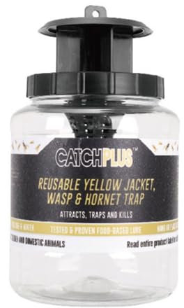Venteo, trappola per vespe e calabroni con esca inclusa, per uso esterno, riutilizzabile, ecologica, per appendere o appoggiare sul pavimento, colore: nero