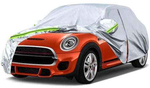 Autoabdeckung Vollgarage Ersatz für Mini Cooper 3-Türig 2000-2026, Silber | Autogarage Wasserdicht, Autoplane Ganzgarage Atmungsaktive UV-beständige Reflexionsstreifen für Allwetter, Sonne, Staub