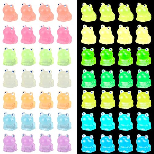 Halinuia 50 mini ranas luminosas de resina pequeñas ranas decorativas pequeñas figuras de decoración de jardín para acuario, paisaje, jardín, casa de muñecas, decoración de macetas de bricolaje