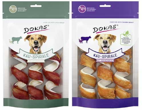 DOKAS - Kau-Spirale mit Hühnerbrust und Entenbrust 2er Pack (2 x 110g)