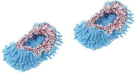 HOMSFOU Mop Slippers Microfiber Cleaning Shoes Covers Washable Reusable for Floor Dusting Wiping and Car Cleaning Elastic Fit for Men Women Kids 2 Pcs