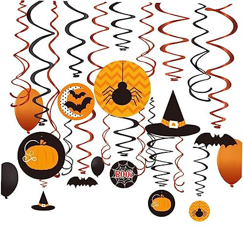 LABRIMP 30 Stück Hängende Wirbel Halloween-spiral-dekorationen Party-zubehör Papier Deckendekoration Hängende Luftschlangen Party-dekorationen